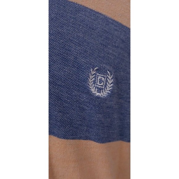 Chaps Natural Stretch Mens XL orange Blue Striped Short Sleeve Logo Polo Shirt - Picture 2 of 12